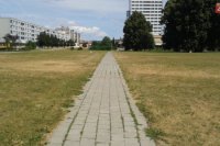 Suchá tráva v parku pod Pamätníkom SNP