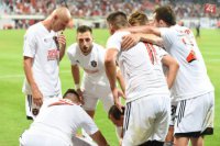 Na snímke radosť hráčov Trnavy po strelení gólu na 1:0