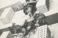 Fotené asi dve hodiny po vražde. Improvizovaný pamätník z tehál a kvetov na schodoch pred univerzitou na mieste zastrelenia Dany Košanovej.