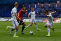 Na snímke zľava Lukáš Ľupták z Ružomberka, José David Casado z Trnavy, Martin Nagy a Štefan Zošák z Ružomberka