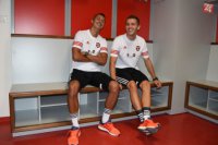 Na snímke zľava hráči FC Spartak Trnava Ivan Schranz a Lukáš Greššák v domácej šatni novej futbalovej aréne City Arena – Štadióna Antona Malatinského