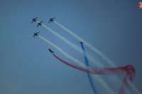 Na snímke francúzska akrobatická letka Patrouille de France počas druhého dňa Medzinárodných leteckých dní SIAF 2015 na leteckej základni Sliač 30. augusta 2015.