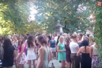 Študenti počas otvorenia nového školského roka na pôde Pedagogickej a sociálnej akadémie v Prešove.