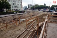 Rekonštrukčné práce na Šafárikovom námestí v Bratislave, ktoré súvisia s výstavbou nového mosta cez Dunaj 14. augusta 2014.