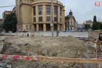 Rekonštrukčné práce na Šafárikovom námestí v Bratislave, ktoré súvisia s výstavbou nového mosta cez Dunaj 14. augusta 2014.