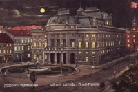 Dobová forografia SND v noci, Zdroj foto: Stará Bratislava na fotografiách a obrazoch