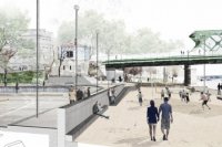 Víťazný návrh s nápadom na pláž na Fajnorovom nábreží.