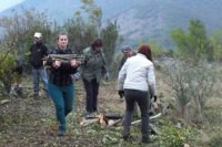 Začiatky čistenia areálu hradu.