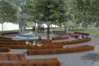 Hlinkovo námestie a Sad SNP - Návrh "A" - NewGardenDesign, Bratislava. Autori: Ing. Eugen Guldan, PhD., Ing. Zuzana Andrejovská, Mgr. Art. Marek Petrek