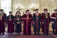 Na snímke novovymenovaní rektori vysokých škôl.