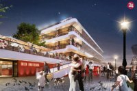 Pôvodný návrh s pavilónom Twin City Liner.