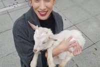 Herečka Tatiana Pauhofová dokáže byť očarujúca aj so živou kozou v náručí