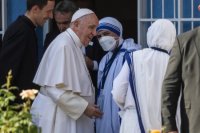 misionárky lásky a pápež František počas súkromnej návštevy centra Betlehem