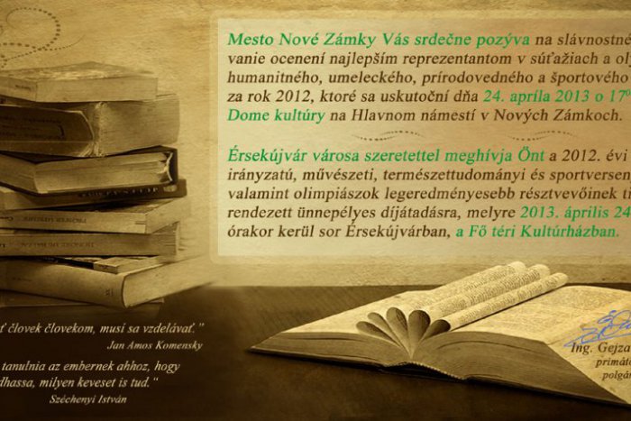Ilustračný obrázok k článku Odovzdávanie ocenení Mesta Nové Zámky