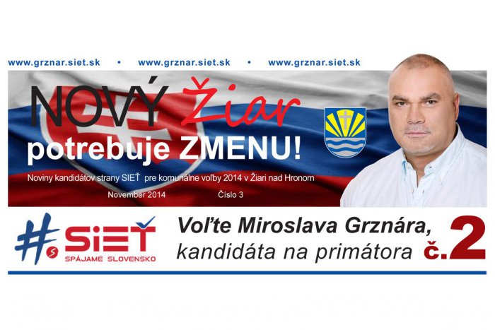 Ilustračný obrázok k článku Nový Žiar potrebuje ZMENU: Prečítajte si tretie noviny Miroslava Grznára a jeho tímu!