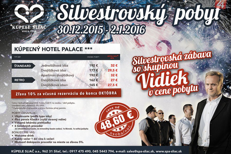 Ilustračný obrázok k článku Tradičný Silvestrovský pobyt v Kúpeľoch Sliač