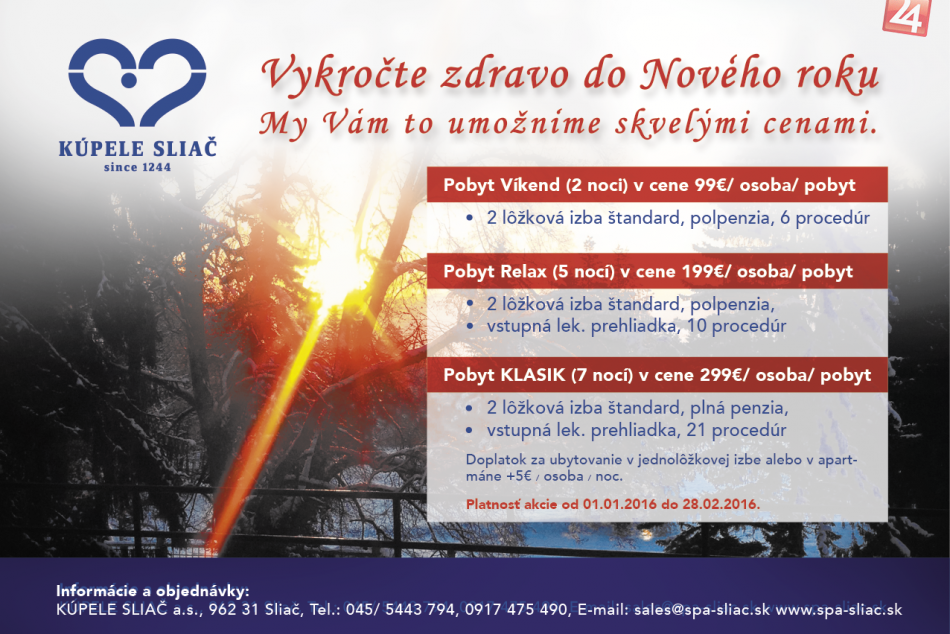 Ilustračný obrázok k článku Novoročné akcie v Kúpeľoch Sliač