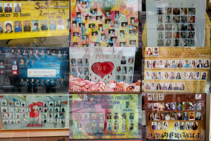 Ilustračný obrázok k článku FOTO: Maturitné tablá zvolenských študentov. Výklady centra mesta obsadili zaujímavé diela