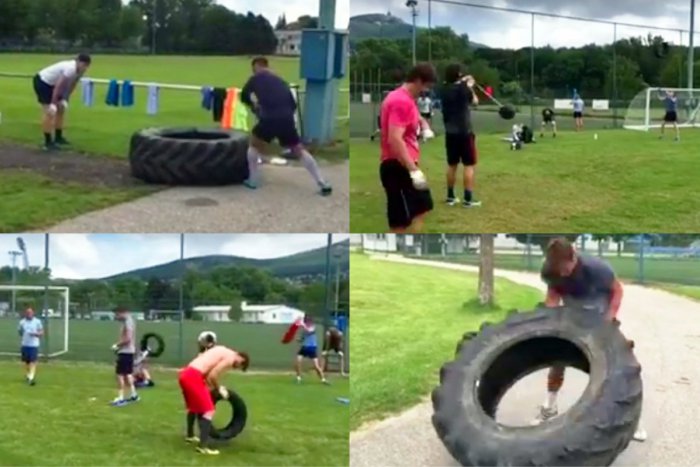 Ilustračný obrázok k článku VIDEO: Majstri v príprave nezaháľajú. Hokejisti HK Nitra sa chopili pneumatík