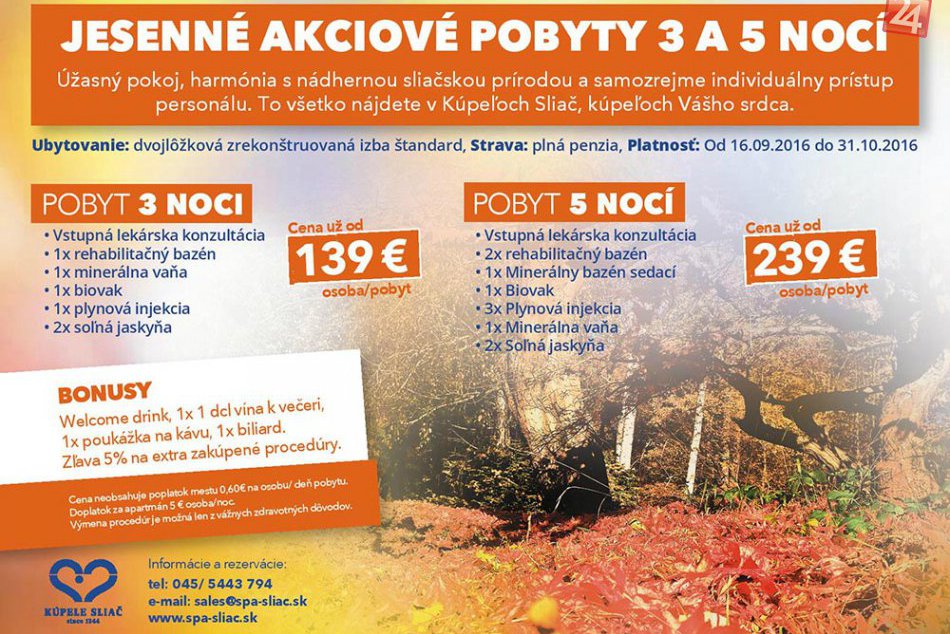 Ilustračný obrázok k článku Najkrajšia jeseň je v Kúpeľoch Sliač