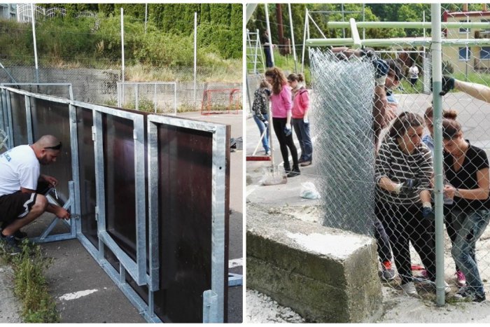 Ilustračný obrázok k článku Dobrovoľníci naďalej usilovne pracujú. Ihrisko postupne dostáva reálne obrysy