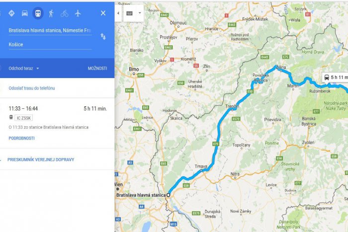 Ilustračný obrázok k článku Cestujúci nájdu vlakové spoje už aj v Google Mapách. Železnice testujú novú službu