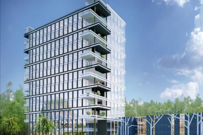Ilustračný obrázok k článku Fresh Market sa rozšíri o 13-podlažnú vežu. Budú v nej kancelárie i škôlka