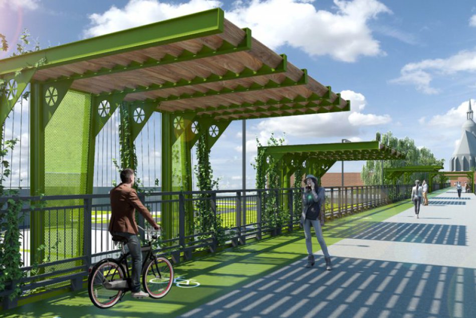 Ilustračný obrázok k článku Lávka na Starohájskej zozelenie: Tienisté konštrukcie i kvety znížia letné teploty