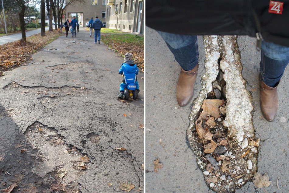 Ilustračný obrázok k článku FOTO: Frekventovaný bystrický chodník pripomína tankodrom. Čo na to mesto?