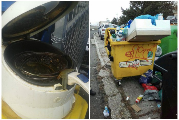 Ilustračný obrázok k článku Pri nádobách na triedený odpad našli fritézu s olejom, v žltej nádobe posteľ