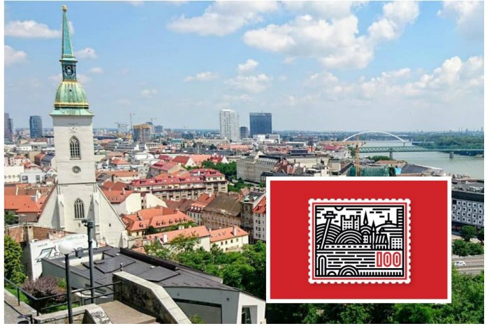 Ilustračný obrázok k článku Názov nášho mesta má 100 rokov. Dizajnér M. Bajaník vytvoril k výročiu vydarený vizuál