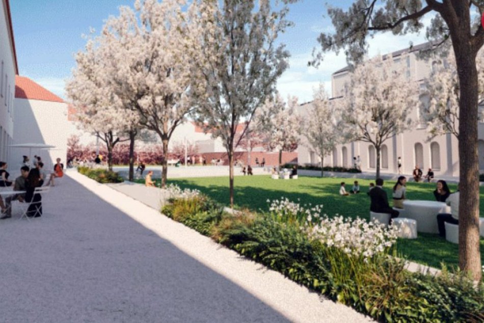 Ilustračný obrázok k článku Parčík pri synagóge nadobúda konkrétne obrysy: Takto by mal vyzerať, FOTO