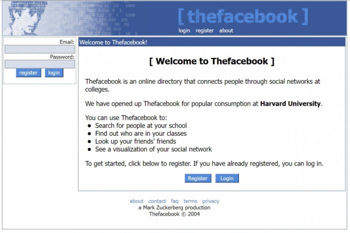 Pôvodná podoba Facebooku