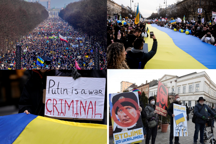 Ilustračný obrázok k článku SVET sa prefarbil do MODRO-ŽLTEJ a spojil proti Rusku: Putin je VRAH!, kričia Európania