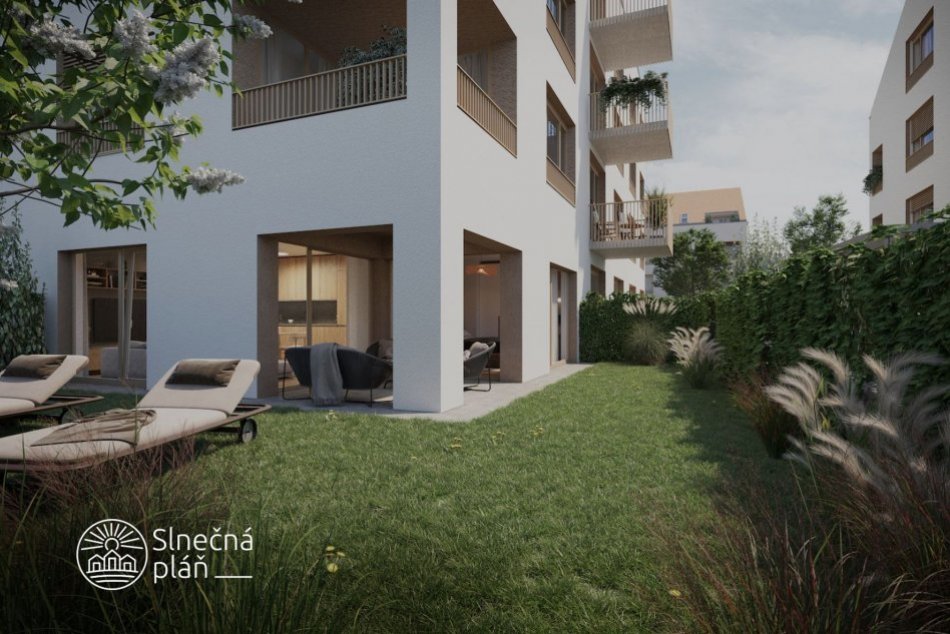 Na obrázku vidíte 2-izbový byt s plochou interiéru 58 m² a s plochou exteriéru 118 m².