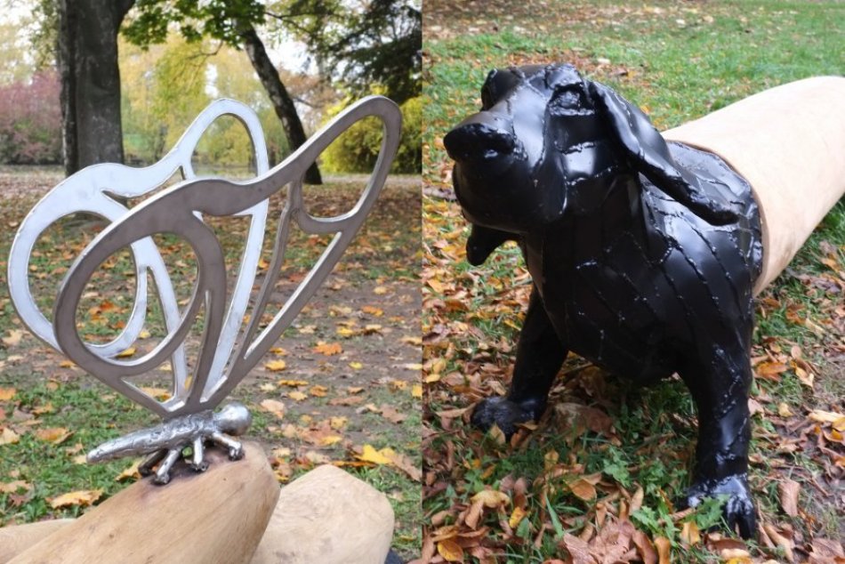 Ilustračný obrázok k článku Mačka, psík či motýľ: V nitrianskom parku pribudli nové umelecké lavičky, FOTO