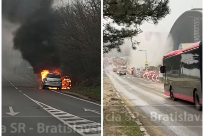 Ilustračný obrázok k článku Piatkový KOLAPS v Bratislave: Najprv niekoľkometrový gejzír, potom horiace auto, VIDEO