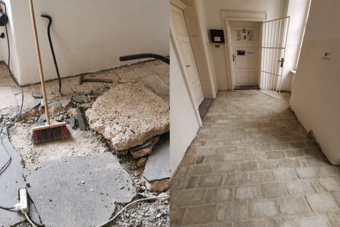 Ilustračný obrázok k článku Nevkusný asfalt je preč: Historická budova má po rokoch pôvodnú podlahu, FOTO