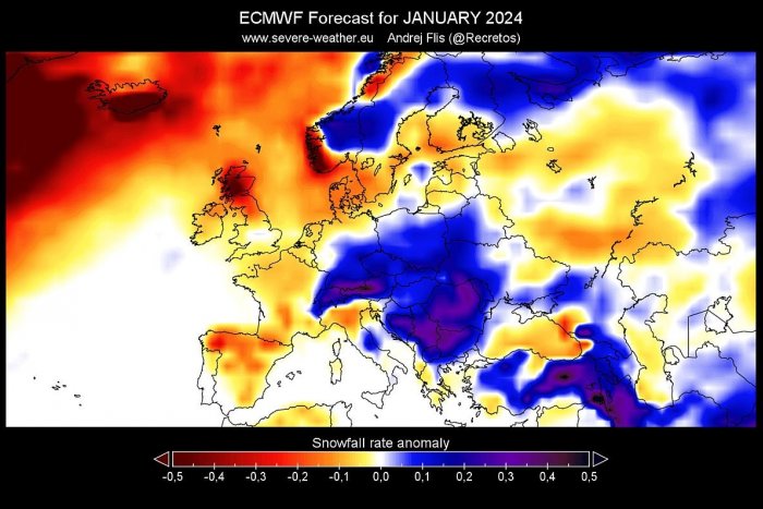 Prognóza sneženia na január 2024