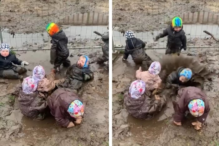 Ilustračný obrázok k článku Blato je super?! VIDEO hrajúcich sa detí v škôlke valcuje internet