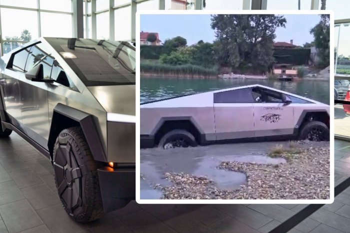 Ilustračný obrázok k článku Obrovský TRAPAS: Cybertruck sa prvýkrát ukázal na Slovensku a hneď ZAPADOL v jazere! VIDEO