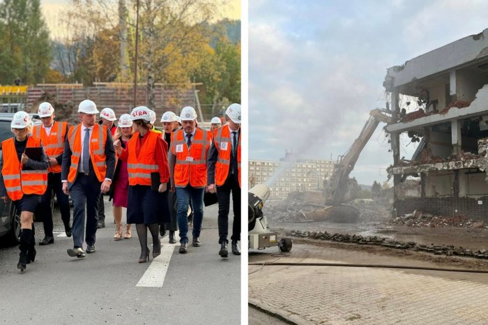 Ilustračný obrázok k článku Minister Šaško si nasadil prilbu: BÚRANIE nemocnice si pozrel na vlastné oči, FOTO