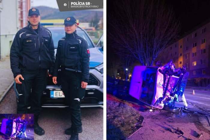 Ilustračný obrázok k článku HRDINSKÝ čin policajtov: Z prevráteného auta VYSLOBODILI uväzneného muža, FOTO