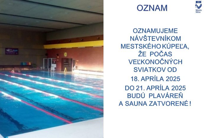 Ilustračný obrázok k článku Cez sviatky sa v Nitre plávať NEBUDE: Zatvorená bude aj SAUNA