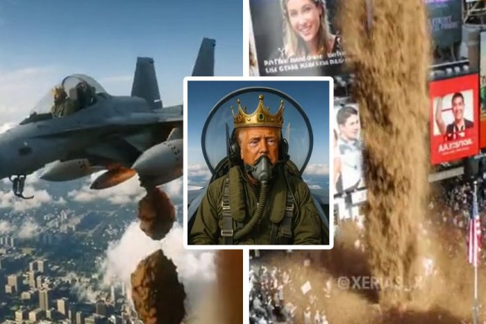 Ilustračný obrázok k článku Trump zdieľal AI video: Ako kráľ na ňom zo stíhačky kropí protestujúcich VÝKALMI