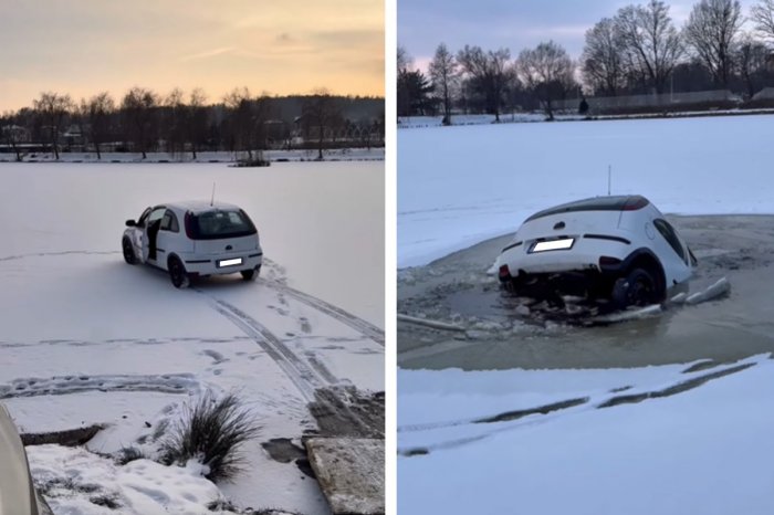 Ilustračný obrázok k článku Šialené VIDEO: Autom jazdili po zamrznutom rybníku, ľad sa PREPADOL