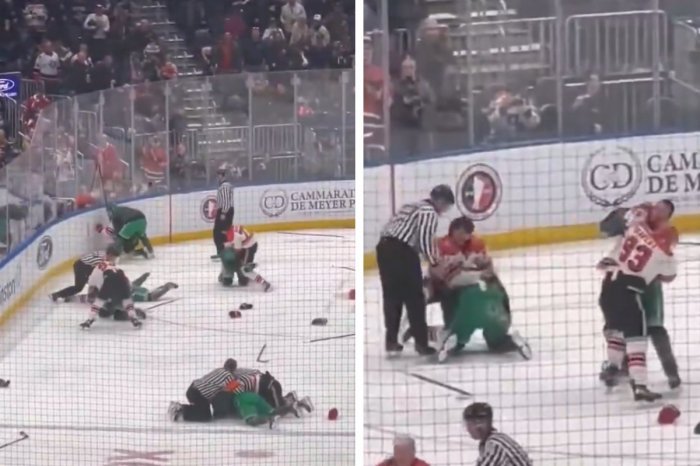 Ilustračný obrázok k článku Hromadná BITKA na charitatívnom zápase! Na ľade sa MLÁTILI hasiči a policajti, VIDEO