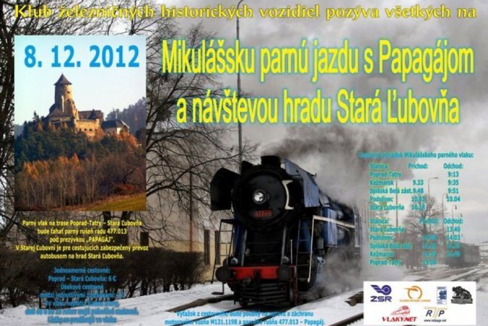 Parný rušeň Papagáj zamieri do Starej Ľubovne