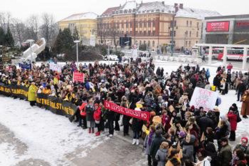Protest učiteľov v Prešov