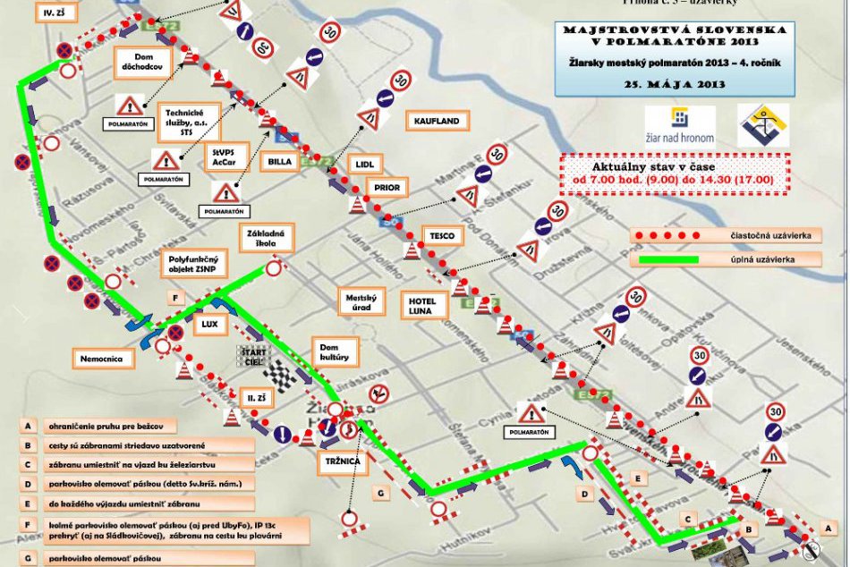 Žiarsky polmaratón, uzávierka ulíc